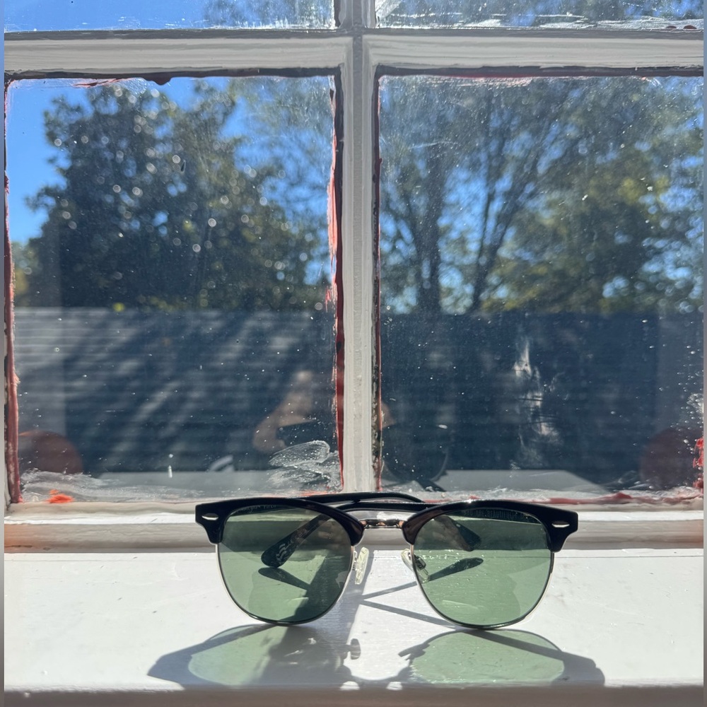 Classic Black Sunglasses with Green Lenses